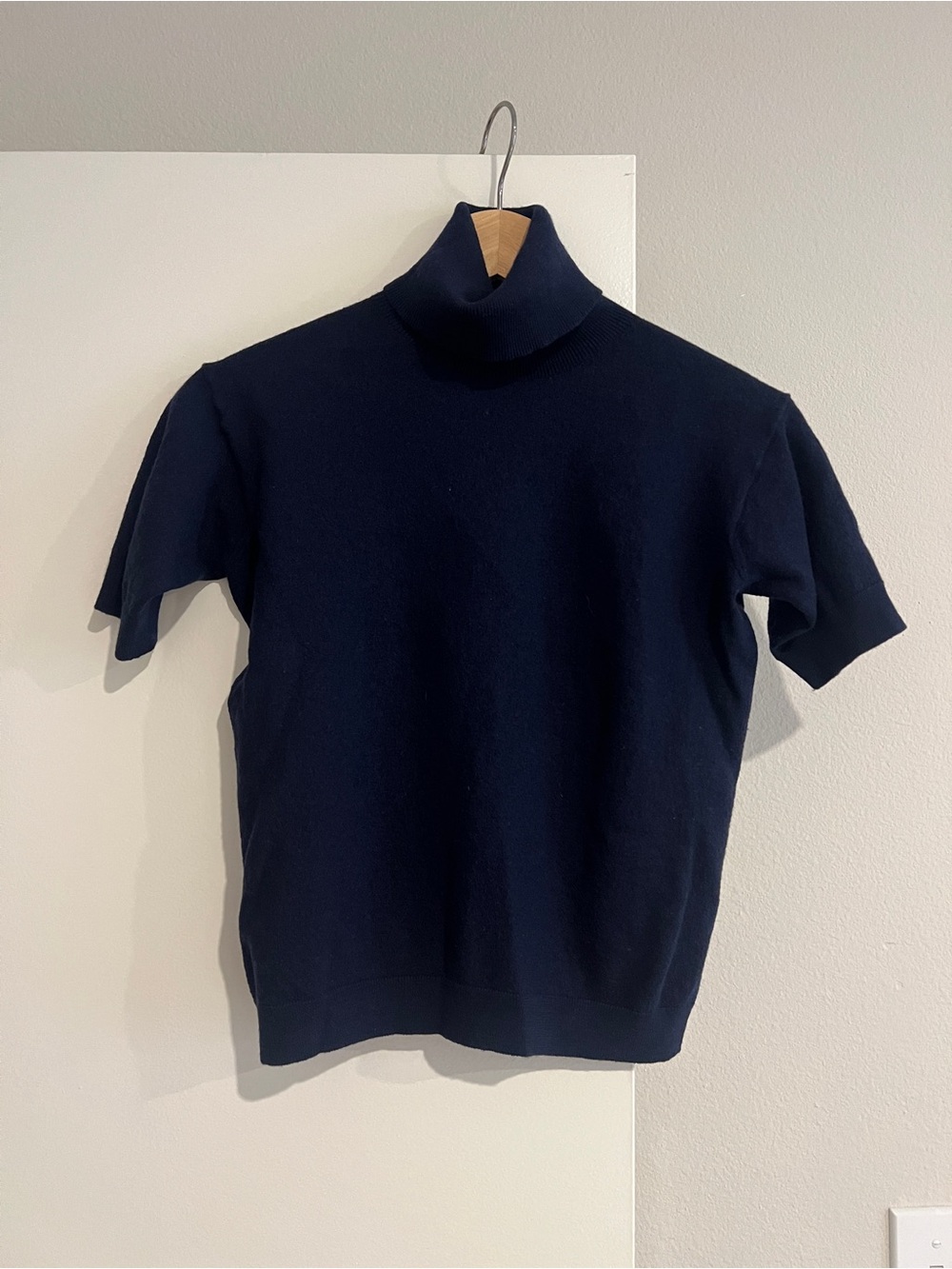 Prada Navy Short-Sleeve Turtleneck Sweater